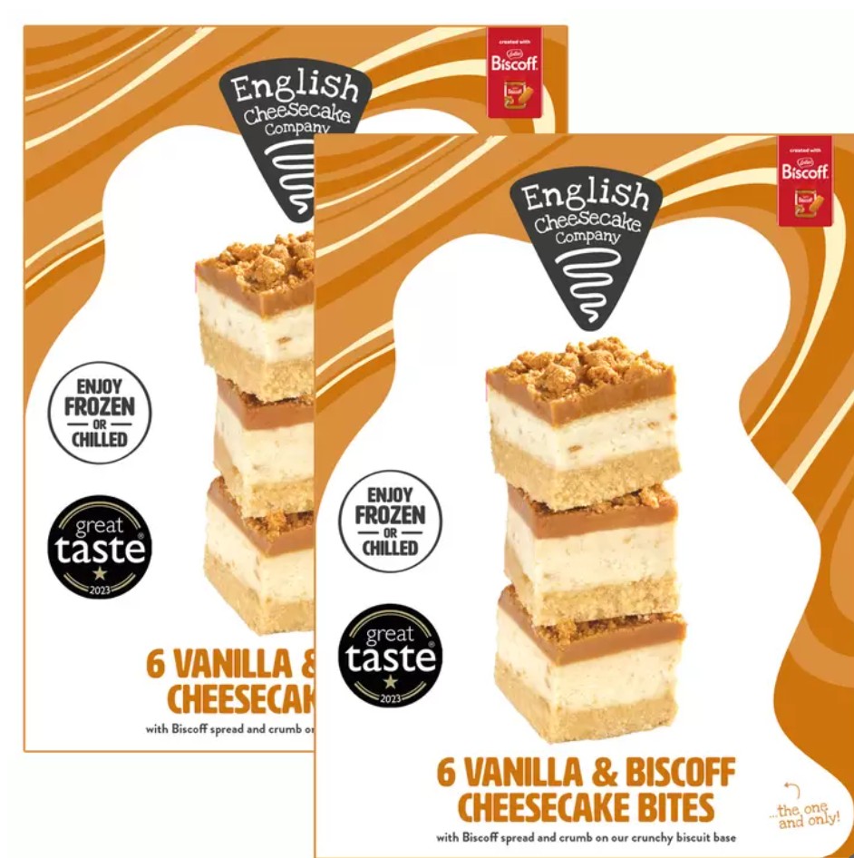 English Cheesecake Co Vanilla and Lotus Biscoff Cheesecake Bites, 2 x 6 Pack (2x210g, total 420g)